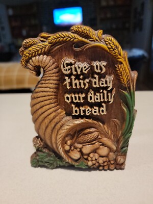 VTG 1950's Cornucopia Napkin Holder ''Give Us This Day Our Daily Bread.''