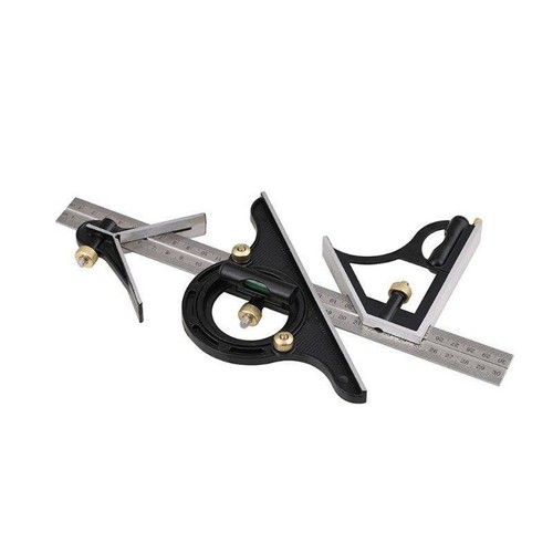 Combination Protractor Angle Ruler Tri- Square Machinist Measuring Tools 12" - Picture 6 of 9