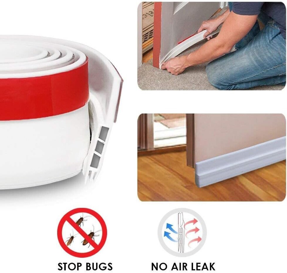 1-3Roll Draught Excluder Draft Weather Seal Strip Under Door Bottom ...