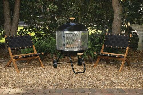 28" Schwarz Verzinkter Stahl Tragbare Schüssel Feuerstelle Outdoor Terrasse Mobiler Kamin - Bild 3 von 12
