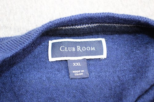 Club Room Sweater Mens 2XL Navy Blue Tight Knit Crew Neck Long Sleeve Pullover - Picture 3 of 6