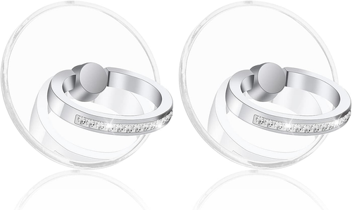 Cobee Finger Kickstand Cell Phone Ring, 2Pcs round Transparent Phone Ring Holder - 第 1/12 張圖片