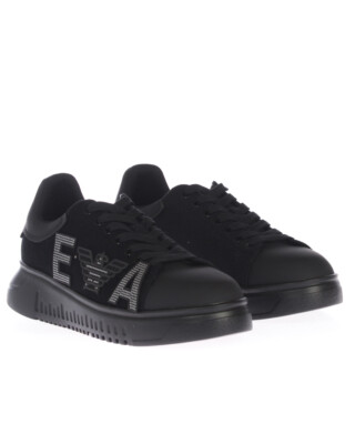 EMPORIOARMANI 送料無料 VIP価格 ロゴ付きスニーカー Emporio Armani logo-print Leather Sneakers | Black | FARFETCH