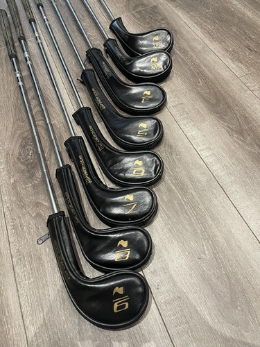 Lynx USA Steel Shaft Set Lot 9,8,7,6,5,3,SW,PW & The Masters Leather Head Covers - Picture 4 of 24