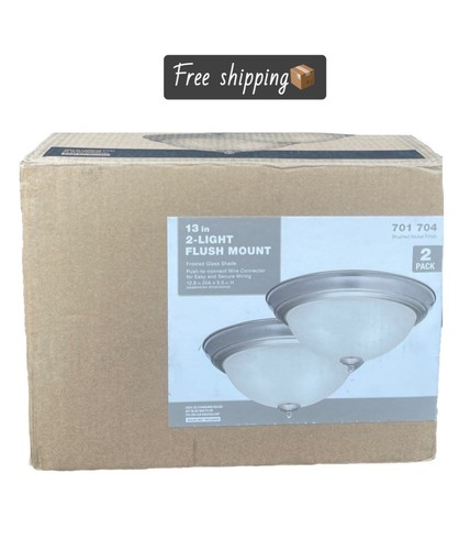 NeW- Unbranded EFG8012A-BN 13 in. 2-Light Brushed Nickel Flush Mount (2-Pack) J) - Picture 1 of 2