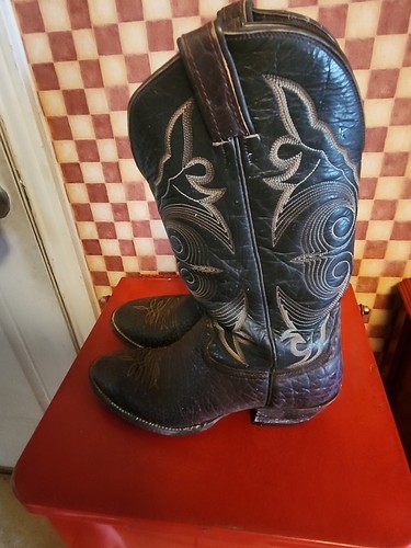 Hondo Brown Bullhide Leather Cowboy Western Boots sz 8 D 