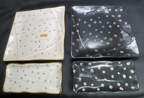 Baum Bros Style Eyes Retro Plate Collection 2pc Dinner & 2pc Sushi Plates IN6150 - Picture 12 of 12