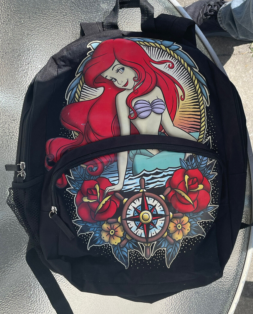 Repair! Loungefly Little Mermaid Backpack Black HTF Disney  display picture 3