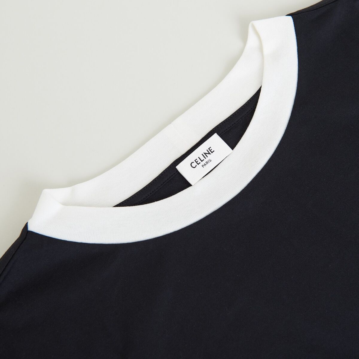 CELINE 1250$ Crewneck T-shirt - Logo Print, Sequined Fringes CELINE 1250$ Crewneck T-shirt - Logo Print, Sequined Fringes