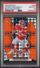2022 MOSAIC PATRICK MAHOMES NATIONAL PRIDE REACTIVE ORANGE PRIZM SP #256 PSA 10