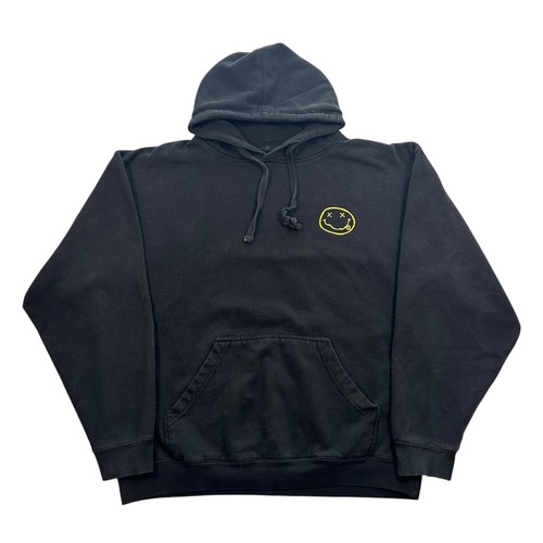 Nirvana Smiley Face Pullover Hoodie Sweatshirt Size Medium Black Grunge Band 90s - Picture 2 of 7