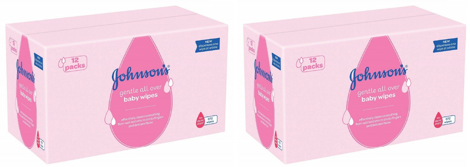 x2 Johnson/'s Gentle All Over Baby Wipes Hyperallergenic Pack of 24 Total 1344