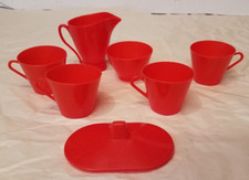 Lot of 7 Vintage Irwin Plastic Child's Dishes Made in USA Red