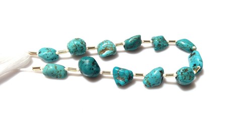 Pepita turquesa 6x8-9x11 mm cuentas de piedras preciosas sueltas lisas 8" pulgadas 1 hebras - Imagen 5 de 12