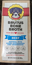 NEW Brutus Beef Bone Broth for Dogs, 100% Natural 32 Oz with Glucosamine