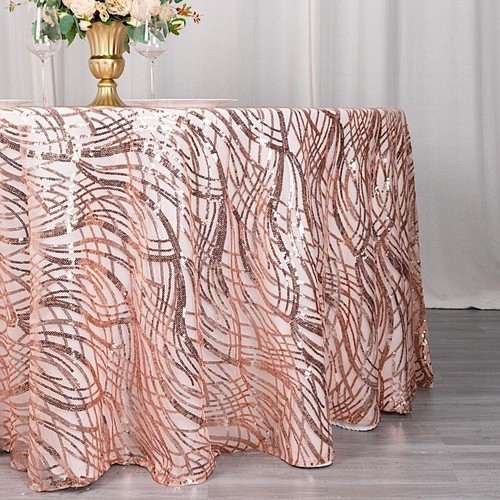 120 in Wavy Sequined Mesh Round TABLECLOTH Party Events Decorations Supplies - Picture 3 of 81