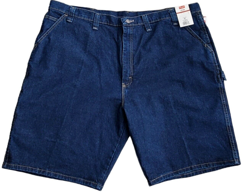 WRANGLER MEN'S CARPENTER JEAN FIVE STAR FLEX SHORTS Sz 46 BLUE DARK WASH