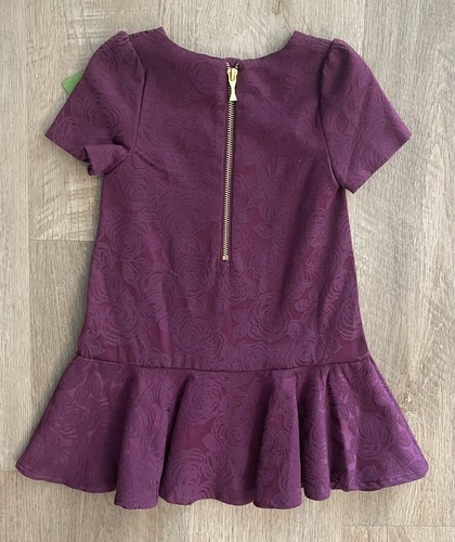KATE SPADE New York Drop Waist Dress 98 3Y Midnight Wine Floral Jacquard NWT - Picture 3 of 6
