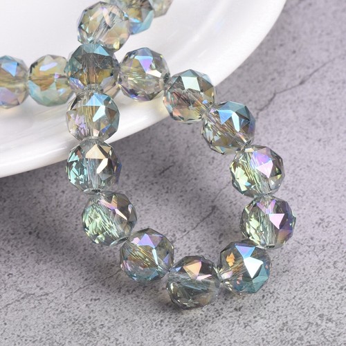 10pcs Colorful Round 10mm Triangular Facets Faceted Crystal Glass Loose Beads - Picture 7 of 28