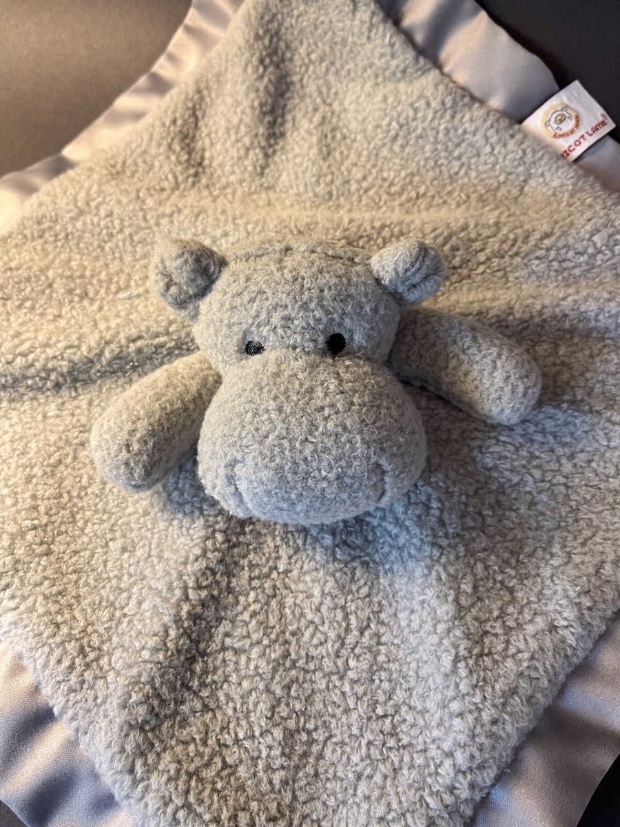 Apricot Lamb lovey hippo security baby blanket gray 12x12 cute