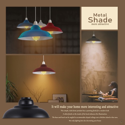 Ceiling Light Shade Lampshade Easy Fit Pendant Shade Metal Kitchen Living Room - Picture 18 of 128