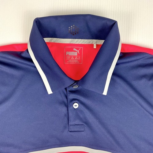 PUMA Navy Blue/Hot Pink Short Sleeve Button-Up Golf/Tennis Shirt - Size XL - Picture 8 of 12