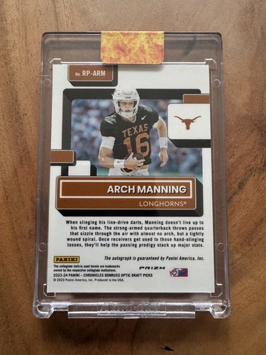 2023 Panini National Treasures Collegiate Arch Manning Donruss Optic Auto RP-ARM - Picture 2 of 2