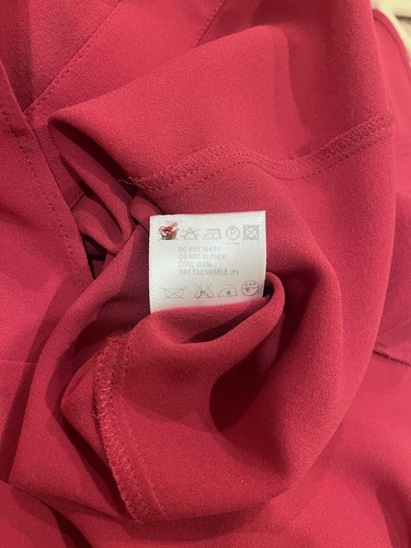 Escada 100% Silk Strawberry Pink Blouse Shirt Top Ruffles & Bow Tie Size 40 US M - Picture 14 of 14