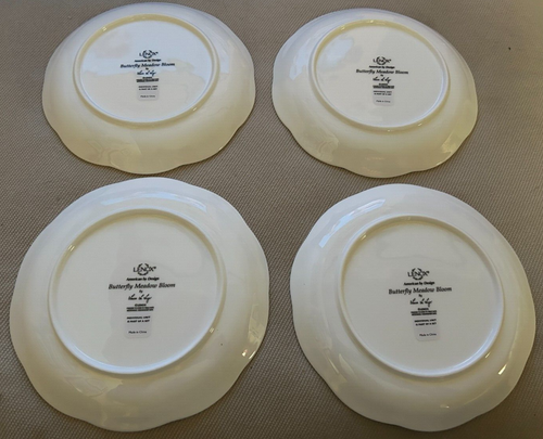 Lote de 4 placas de borde festoneado Lenox Butterfly Meadow Bloom 8 1/4" - Imagen 2 de 2