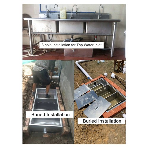 Commercial Grease Trap Stainless Steel Interceptor Oil Water Separator 50x25cm - Picture 8 of 12