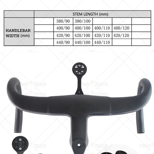 380/400/420/440mm Road Bike 1K Aero Full Carbon Integrated Handlebar with Stem - Picture 9 of 16