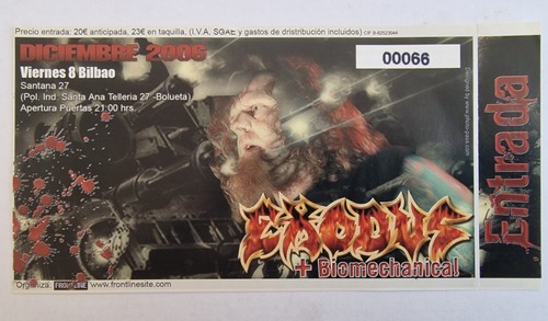 ENTRADA CONCIERTO YA CELEBRADO - EXODUS - 2006 BARCELONA - Imagen 1 de 2