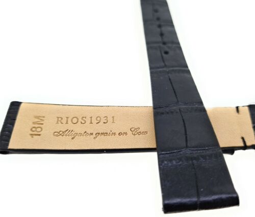 Watch Strap Crocodile Embossing 18/14mm Black Clasp Very Flat / 19 - Picture 2 of 4