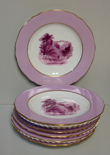 Spode LANDSCAPE LAVENDAR (Y96) 9" Luncheon Plates SET OF SEVEN BEST