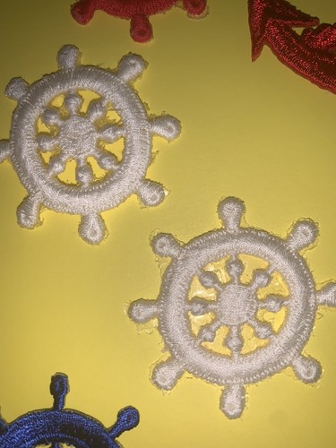 10 NEW Vtg Nautical 1970’s Ship Anchor & Wheel Embroidery Iron On Applique Patch - Picture 8 of 9