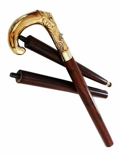 De colección Palo de latón Manija de Caña Cabeza de Madera Sólido Victoriano 3 Plegables - Imagen 4 de 6