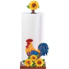 Collections Etc Paper Towel Holder, Sunflowers & Rooster Paper Roll Holder