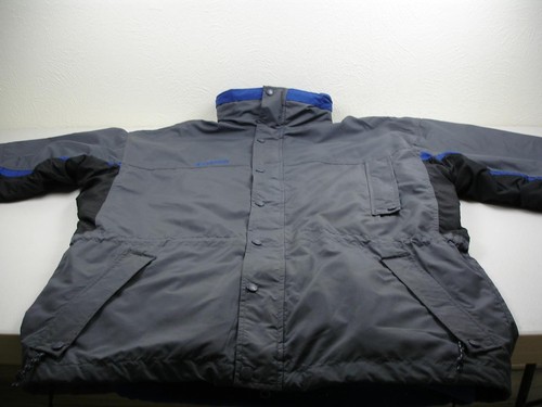 Men's sz L Vtg 1990's Columbia Long's Peak 3-in-1 Jacket Gray Blue Black Fleece - Picture 7 of 24