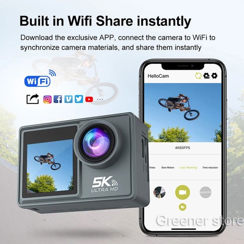 5K 30FPS Action Caméra Anti-secouer Double Écran Remote Control Vélo Plongée Cam - Photo 11/17