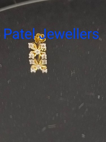 Véritable Cinq Diamant Fleur Nez Lèvre Labret Vis Piercing Broche Clou 14k Or - Photo 10/19