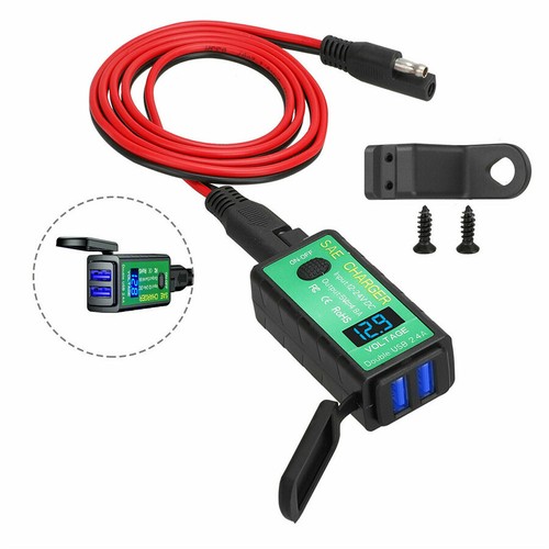 Motorcycle SAE to Dual USB Charger Cable Adapter GPS Phone Charging Waterproof - 第 4/12 張圖片