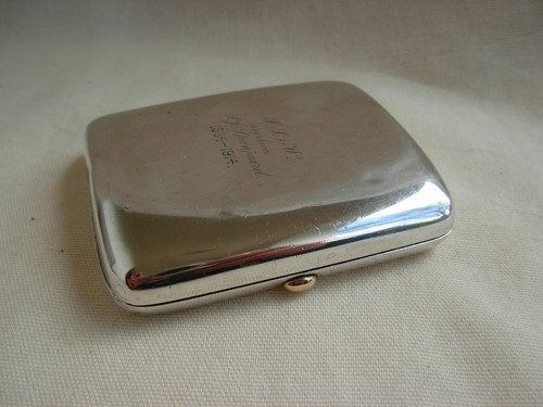 ANTIQUE ENGLISH STERLING SILVER CIGARETTE CASE, 110 GR,EARLY XX CENTURY. - Picture 1 of 16