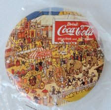 Coca Cola Fridge Magnet 2 1/4 in. Round Animal Circus Come to Town circa 1990s