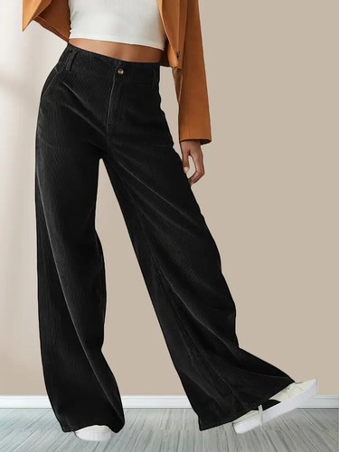 Womens Wide Leg Trousers Palazzos Ladies High Waist Casual Baggy Pants Bottoms - Picture 13 of 25