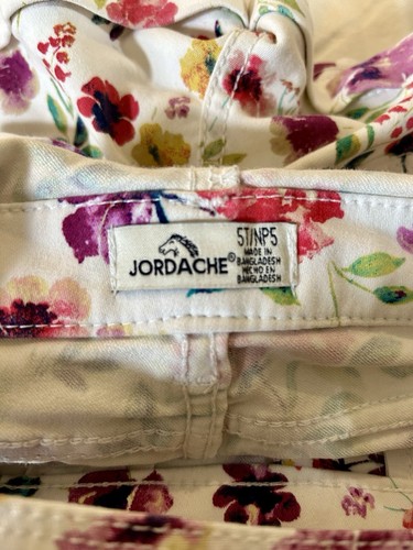 Jordache Shortfalls Girls Size 5T White Floral Summer Overalls Shorts - Picture 3 of 5