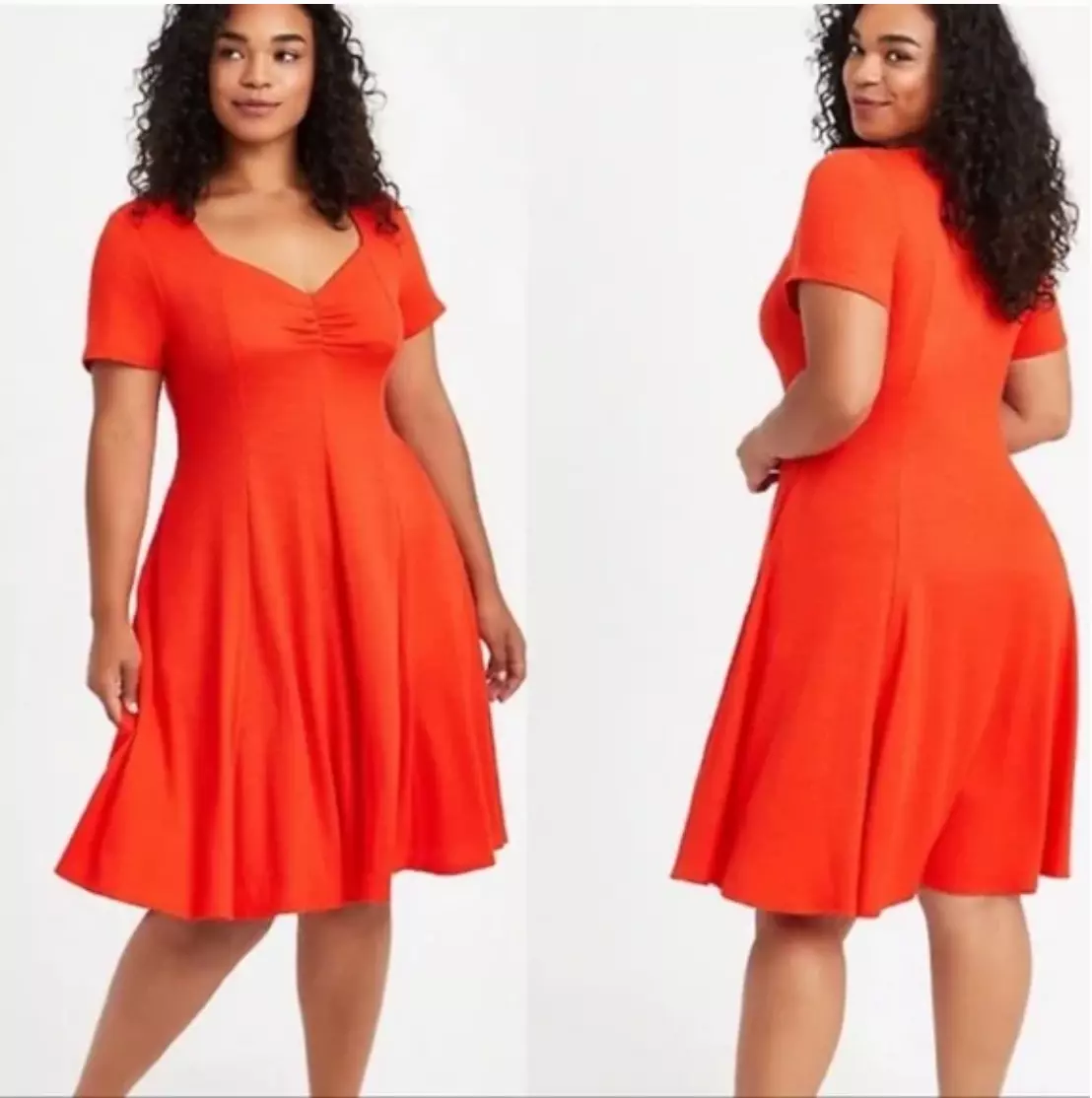 Torrid Dress Sweetheart Fit & Flare Ribbed Midi Short Sleeve