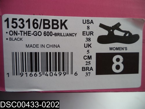 SIZE 8 Women's Skechers On The Go 600 Brilliancy Black Sandals 15316/BBK - Picture 2 of 6
