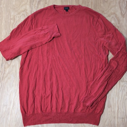 J Crew V Neck Sweater Mens XLT Tall Rusty Red Pullover Cotton Cashmere Blend - Picture 3 of 7