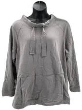 LOGO Lounge by Lori Goldstein French Terry Pullover Top Frost Gray