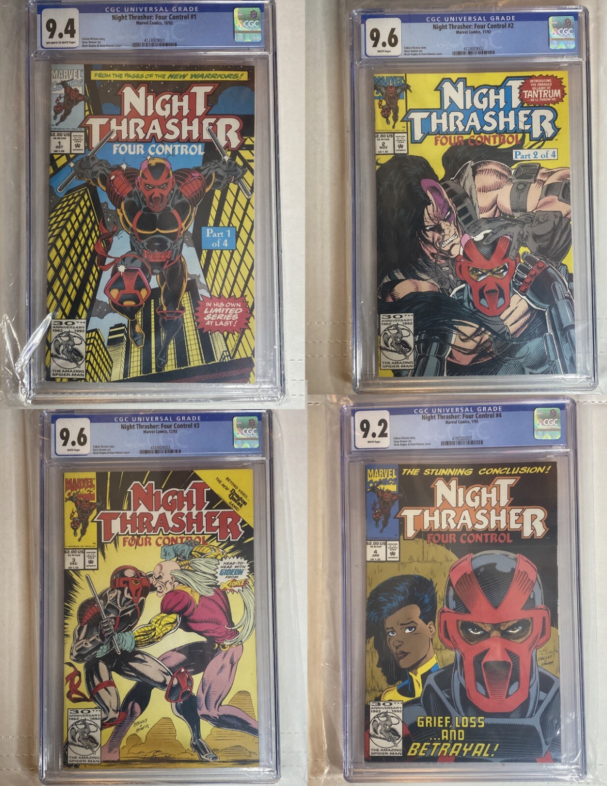 Night Thrasher - Four Control #'s 1-4 FULL SERIES CGC 9.2 - 9.6